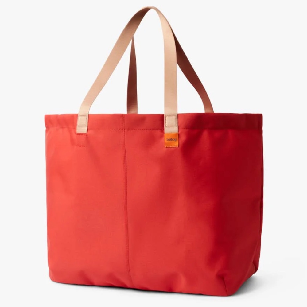 Bellroy Red Tote Bag with Tan Handles